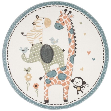 Safavieh 8 x 8 ft. Carousel Kids 100 Power Loomed Round Area Rug, Ivory CRK120A-8R
